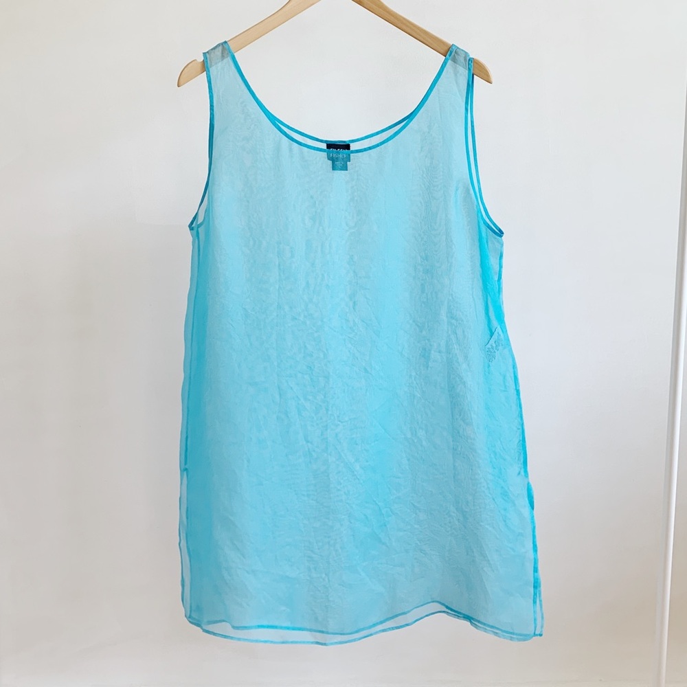 Eileen Fisher Light Blue Sheer Blouse